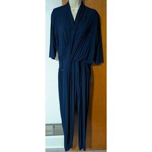 Les Lunes Jumpsuit Wrap Women's Sz Large Blue NO BELT